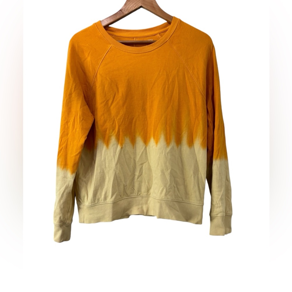 Athleta  Sundown Dip Dye Tie Dye‎ Sweatshirt  Womens Size Small Yellow Orange